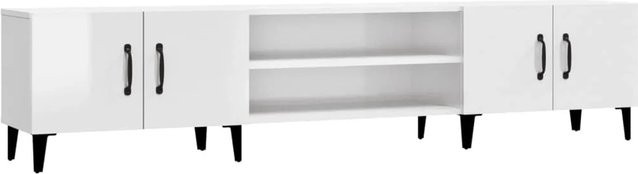 vidaXL TV-Schrank modern in Hochglanz-Weiß mit Medienfächern, B/T/H: 180 x 31,5 x 40 cm - Bild 1
