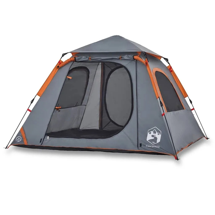 vidaXL Kuppel-Campingzelt für 4 Personen in Grau und Orange mit Quick Release System - Bild 2