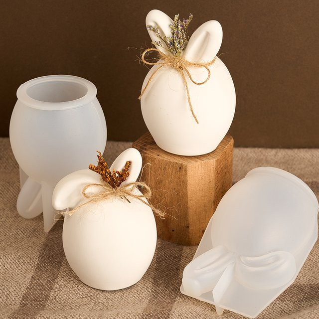 Silikon Kerzenform Hase Ei für Ostern zur Herstellung von Kerzen, Seifen oder Gipsfiguren in Weiß - Bild 1