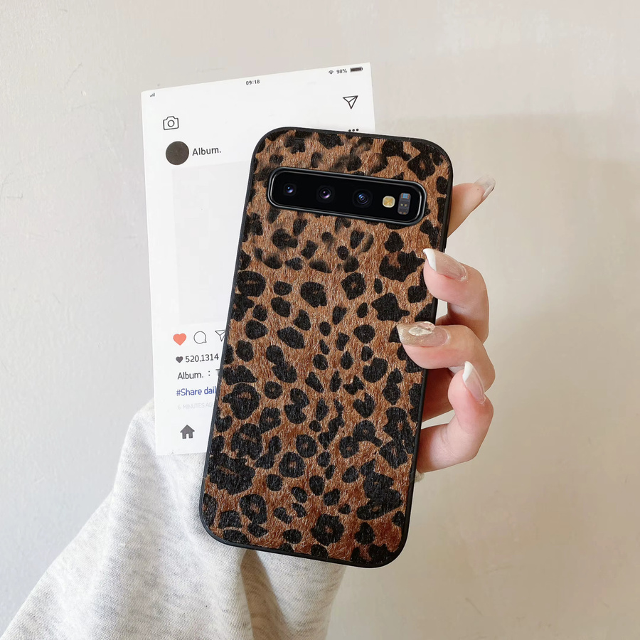 Handyhülle im Retro-Stil mit künstlichem Plüsch und Leopard-Leder für Samsung Galaxy S10, S10 4G, S10 5G, S10 Plus und S10 Lite in Schwarz und Multicolour - Bild 2
