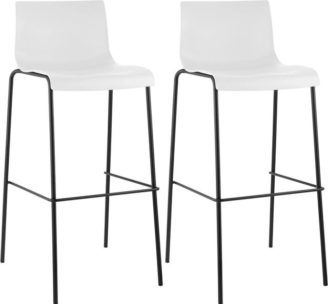 CLP 2er Set Barhocker Hover mit Kunststoff-Sitz und 4-Fuß-Gestell in Weiß/Schwarz - Bild 1