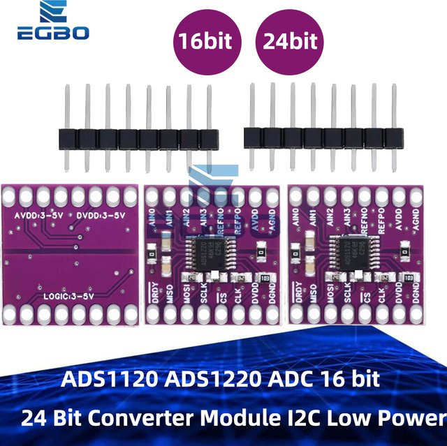 EGBO ADS1120 ADS1220 ADC Konverter Modul 16 Bit 24 Bit I2C Low Power Analog-zu-Digital Konverter für Arduino in Purple - Bild 1