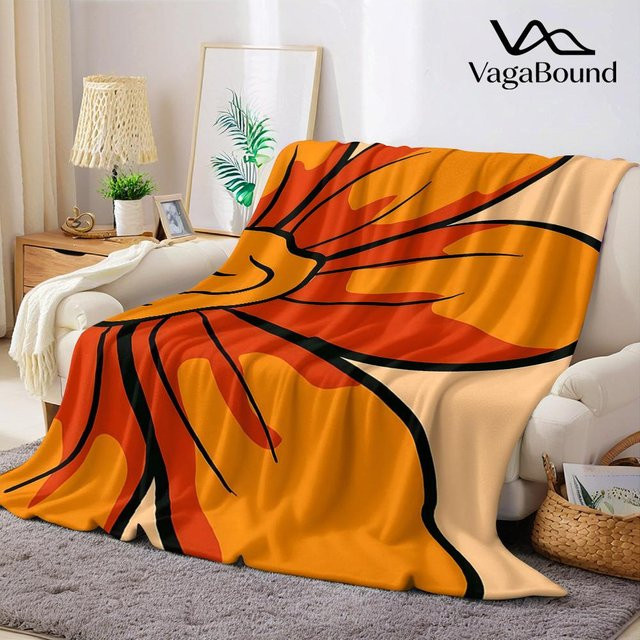 JMG Household Supplies Flanelldecke mit Blumenmuster in Orange, weich und warm, B/H: 70 x 100 cm - Bild 1