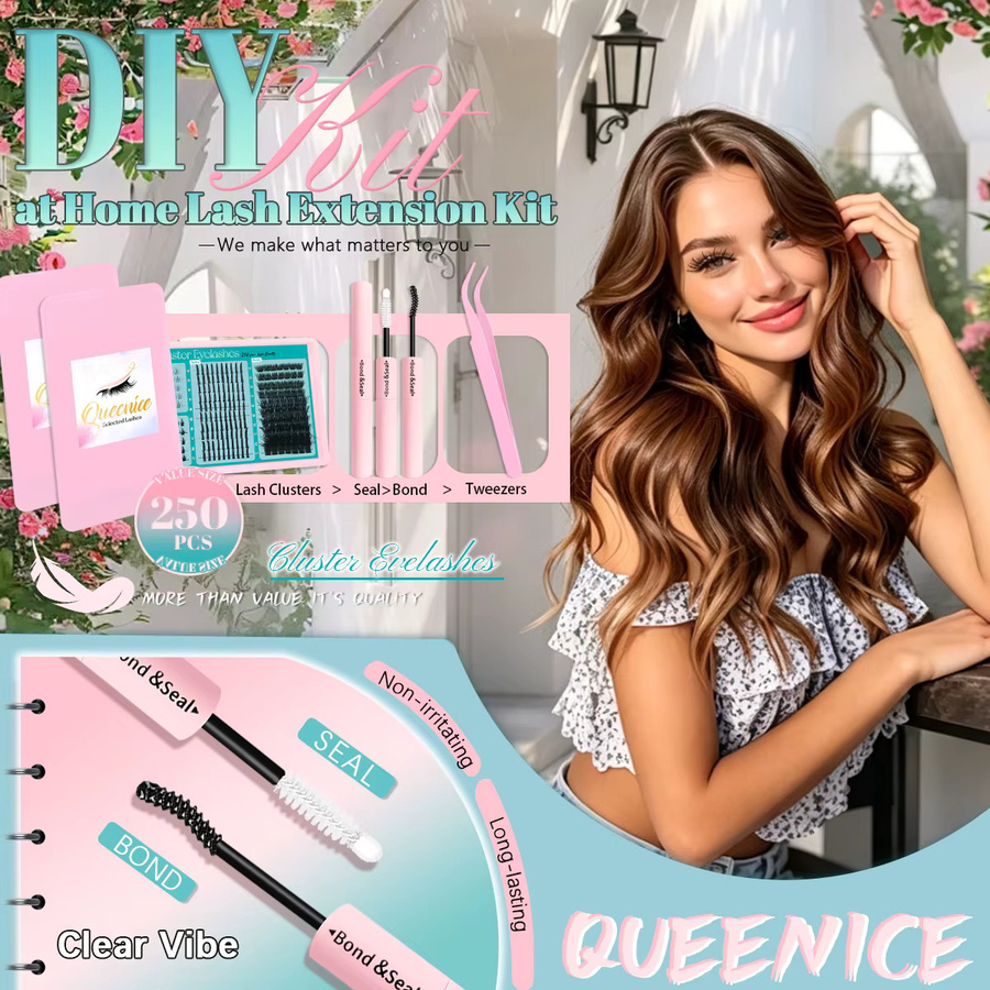 QUEENICE 4-in-1 Wimpernverlängerungs-Set, Unisex, Natürlich - Bild 4
