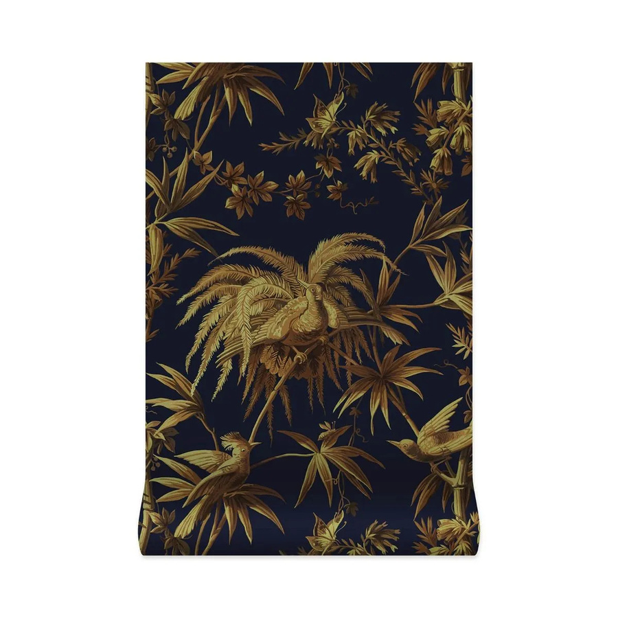 House of Hackney Tapete Aurora Midnight Gold in floralem Design mit botanischen Motiven und Vlies-Struktur - Bild 1