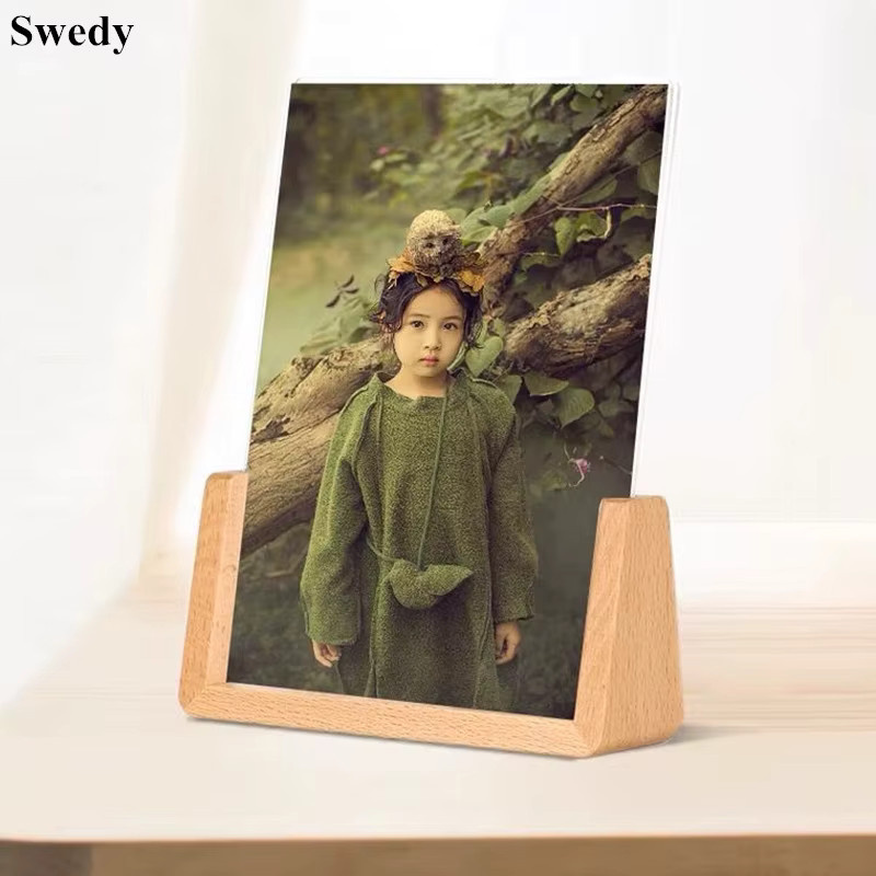 4er Set Holz-Fotorahmen in Weiß mit Acryl-Schildhalter für A6 Menükarten und Preisschilder, B/H: 10 x 15 cm - Bild 3