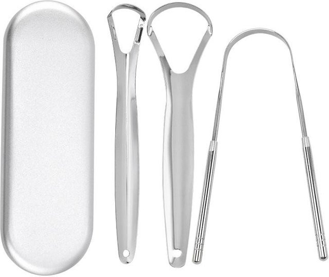 Binchi Health Electronics Zungenschaber Set mit Reiseetui, Metall, Unisex - Bild 1