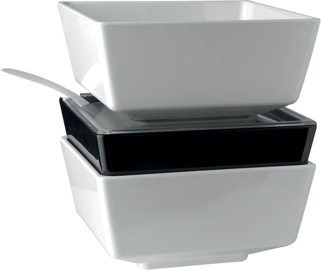 APS Schale FLOAT aus Melamin, eckig, weiß, 1900 ml, B/T/H: 19 x 19 x 9,5 cm - Bild 1