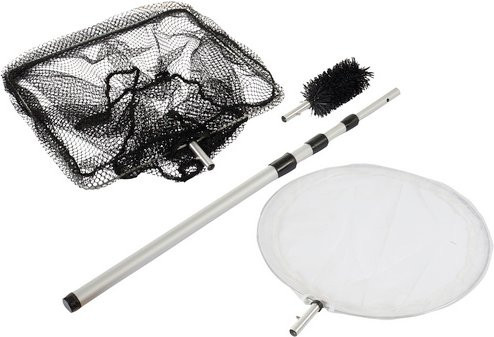 HEISSNER 3 in 1 Teichreiniger-Set mit Algen- und Laubkescher in Schwarz - Bild 1