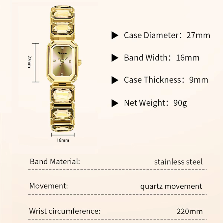 VA VA VOOM Armbanduhr, Edelstahl, Roségold, Quarz, Eckig, Damen - Bild 2