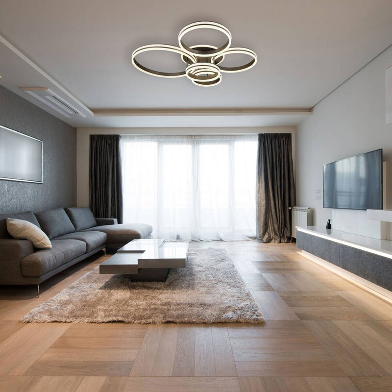 GLOBO LED-Deckenleuchte GROUNI in Titanfarbig, dimmbar mit Fernbedienung, B/H/T: 91 x 21,5 x 114 cm - Bild 2