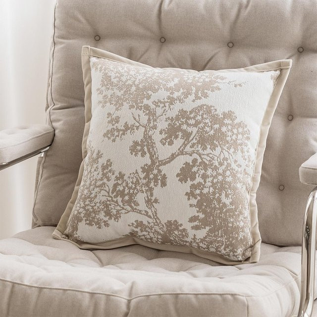 Dekorativer Jacquard Kissenbezug JMG Clothing in Beige mit floralem Muster, B/H: 45 x 45 cm - Bild 1