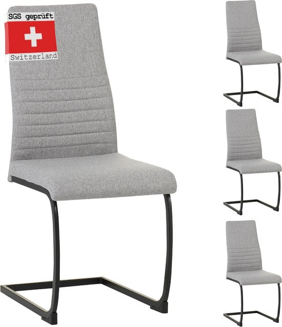 ALBATROS Freischwinger Stuhl TURANO 4er Set, Grau, Polsterstuhl mit Stoff-Bezug und modernem Design - Bild 1