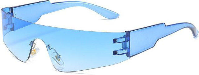 NOWVOGUE Wrap-Around-Sonnenbrille, randlos, Kunststoff, blau, Unisex - Bild 1