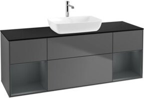 V&B Waschtischunterschrank Finion mit Wandbeleuchtung, Anthrazit lackiert, Breite: 160 cm, Tiefe: 50,1 cm, Höhe: 50,1 cm - Bild 1