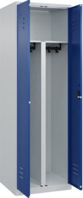 C+P PSA Doppel-Spind Classic PLUS mit 2 Abteilen, Stahl, grau/blau, H x B x T: 185 x 60 x 50 cm, mit Zylinderschloss - Bild 1
