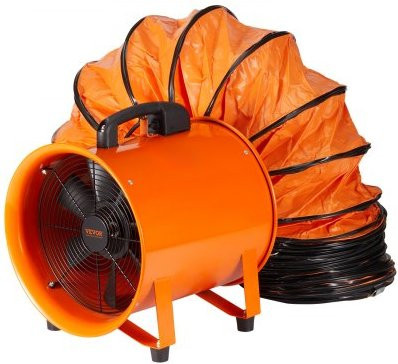VEVOR Bauventilator mit 10 m Schlauch, 255 W AC-Motor, 1720 CFM (2922 m3/h), Axialgebläse in Orange - Bild 1
