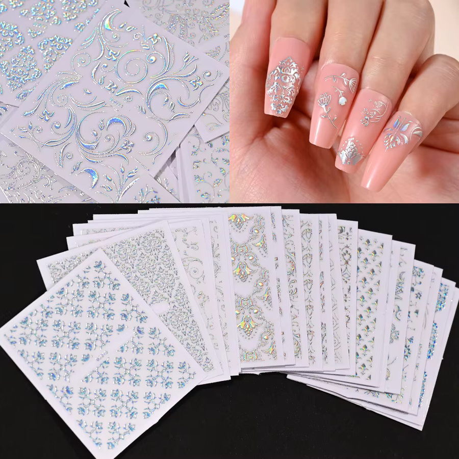 HotPress Nagelaufkleber, Silber, Glänzend, 30 Stück - Bild 2