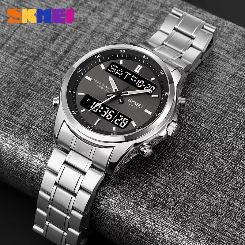 SKMEI Armbanduhr Digital, Quarz, Edelstahl, Schwarz, Herren - Bild 1