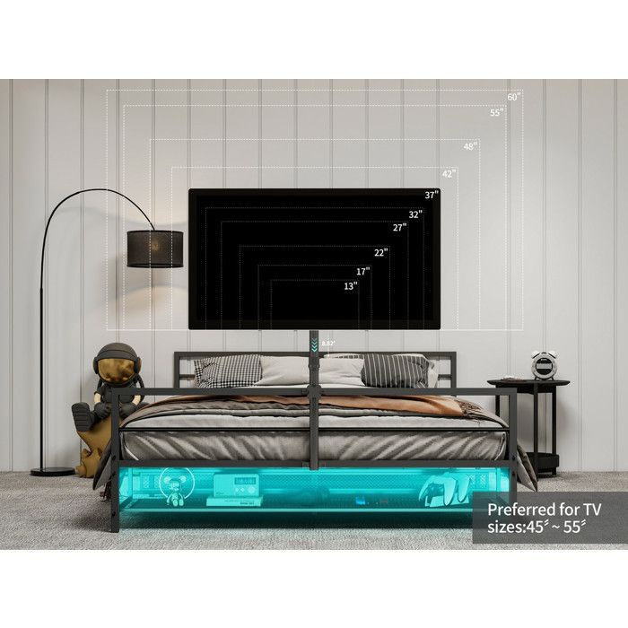 MUVOE Bettgestell aus Metall in Schwarz mit LED-Beleuchtung und Aufbewahrungsmöglichkeit unter dem Bett - Bild 2