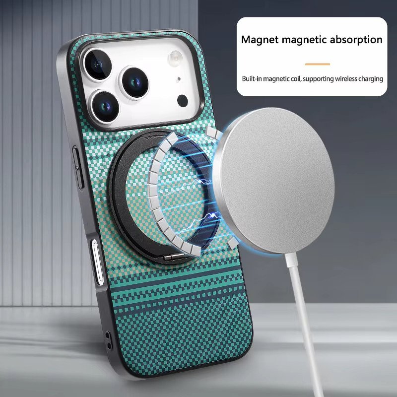 Harte magnetische Handyhülle mit 360 Grad drehbarem Kickstand für Samsung Galaxy S27 S26 S25 S24 S23 Plus Ultra FE in Grün - Bild 3
