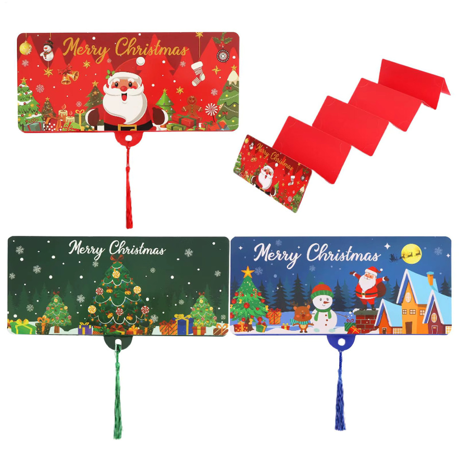 Festlicher Weihnachtsmann Geldkartenumschlag in Rot mit Quaste als faltbarer Geldhalter für Kinder und Partys - Bild 2