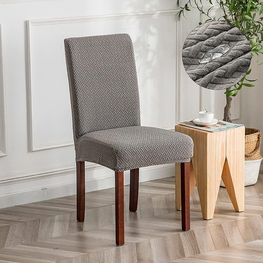 Wasserdichter Jacquard Stuhlbezug mit Karomuster von Yiran Furniture in Grau, B/T/H: 45 x 38 x 38 cm - Bild 1