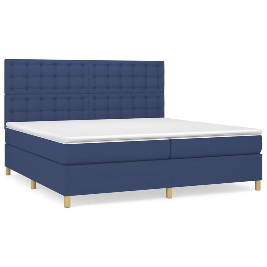 vidaXL Boxspringbett Hybrid mit Matratze Blau/Weiß B/T/H: 200 x 200 x 203 cm - Bild 2