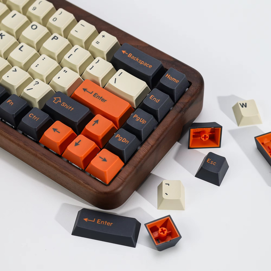 KBDiy GMK Carbon Keycap Set Retro PBT ISO Double Shot Cherry Profile für mechanische Gaming-Tastaturen mit MX Switches in Blau und Multicolour - Bild 2