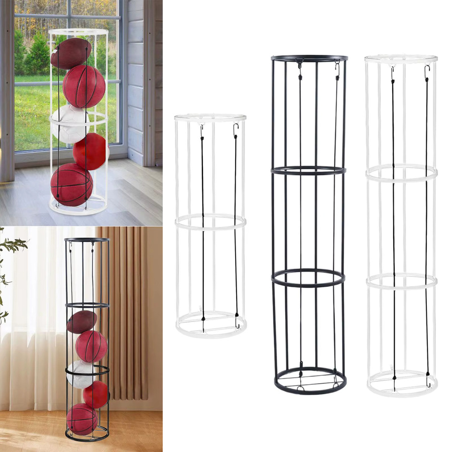 Tooyful Rollender Basketball Ballständer in Weiß als vertikaler Ball Organizer für Turnhallen, Schulen und Innenräume - Bild 2
