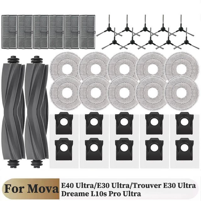 Dreame Ersatzteil-Set mit Tricut-Pinsel, Filter, Mopp-Tuch und Staubbeutel in Grau für MOVA E40 Ultra, MOVA E30 Ultra und Trouver E30 Ultra - Bild 1