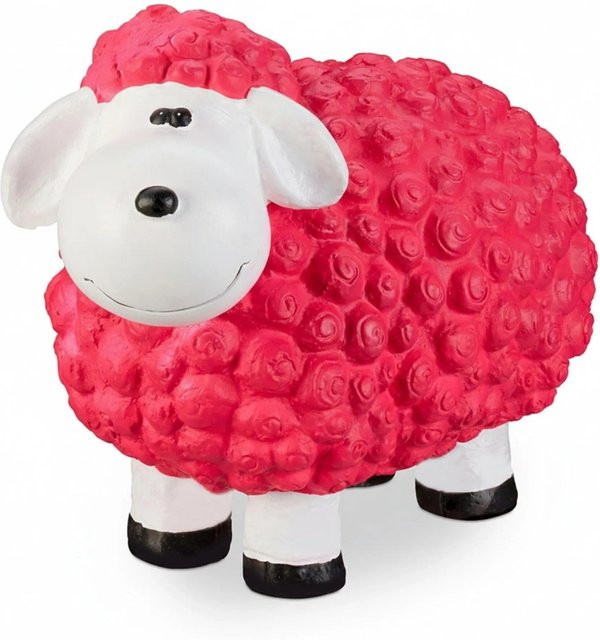 Wetterfeste Gartenfigur Schaf aus Keramik von Relaxdays in Pink, B/T/H: 33 x 24 x 44 cm - Bild 1