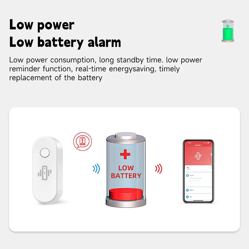 Tuya WiFi-Vibrationsdetektor mit einstellbarer Empfindlichkeit für Smart Life App Echtzeitalarm in Schwarz oder Weiß - Bild 4