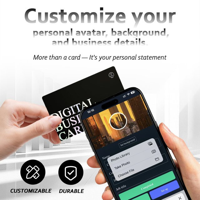 Digitale NFC-Visitenkarte für professionelles Networking, kontaktlose soziale Erkennungskarte mit Ntag 215 Chip, Farben: Schwarz und Silber - Bild 1