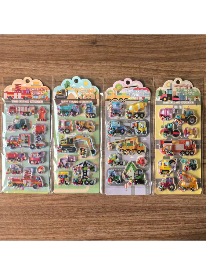 4er-Pack bunte Aufkleber für Baufahrzeuge, glitzernd - Bild 2