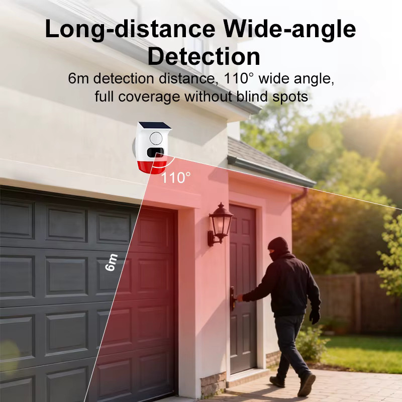 PGST Solar Infrarot-Bewegungsmelder mit 120dB Alarm-Sirene für Outdoor-Haussicherheit und Wildtierschutz - Bild 4