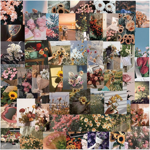 Charile Retro Künstlerische Blumen-Aufkleber, Cartoon Ästhetische Landschafts-Sticker, multicolor - Bild 1