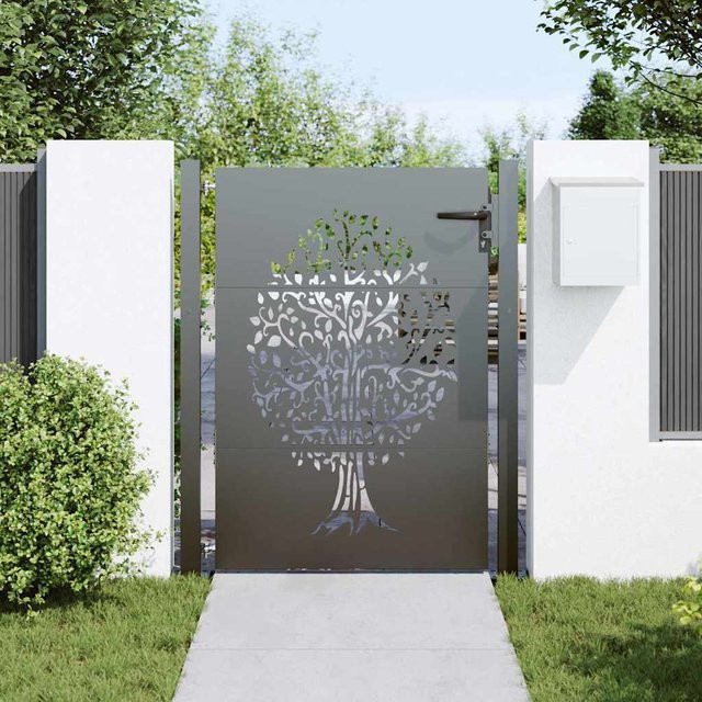 vidaXL Gartentor aus pulverbeschichtetem Stahl in Schwarz, B: 125 cm, H: 125 cm - Bild 3