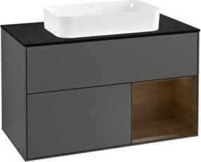 V&B Finion Waschtischunterschrank mit LED-Wandbeleuchtung, Anthrazit, Breite: 100 cm - Bild 1