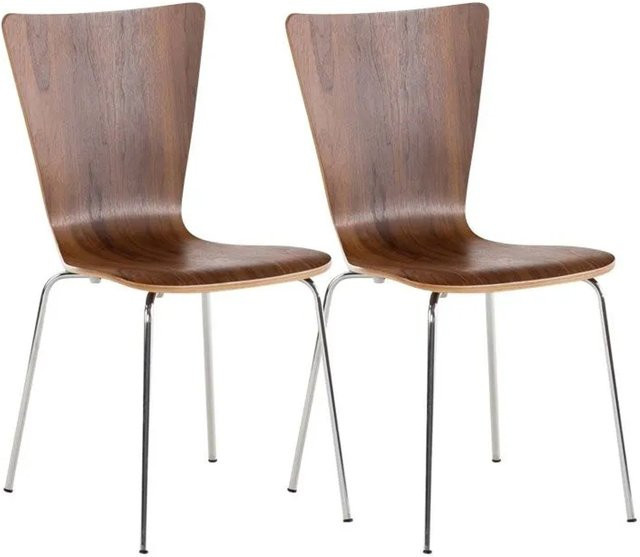 CLP 2er Set Besucherstuhl Aaron Walnuss modern stapelbar - Bild 1