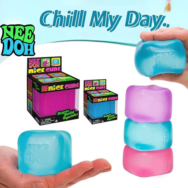 NeeDoh Gel-Eiswürfel-Spielzeug, Quadratischer Dekompressions-Squishy, Green - Bild 1