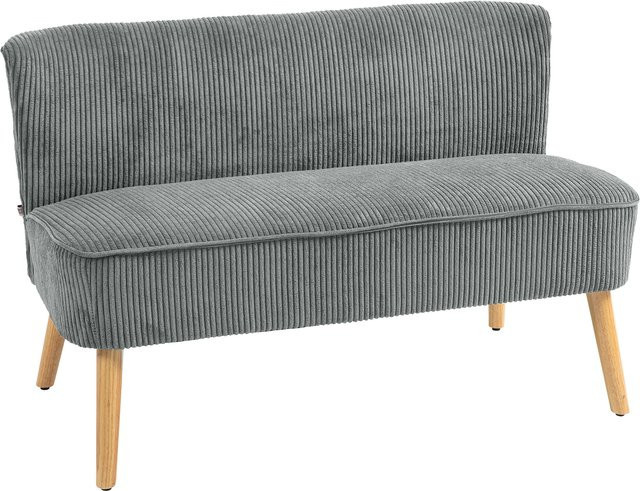 HOMCOM Küchensofa im Skandi Design mit Stoffbezug und Kiefernholzbeinen, Doppelsofa für Wohnzimmer und Schlafzimmer, Grau - Bild 1