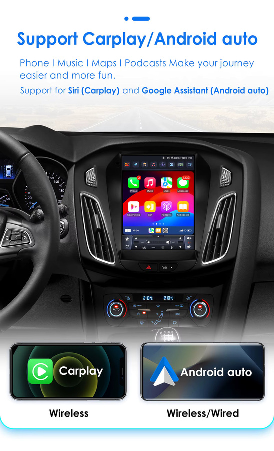 OSSURET Intelligentes Android Auto Carplay Radio für Ford Focus 3 Mk3 2011-2019 mit 9,7 Zoll Display, GPS, WIFI und 4G, Schwarz - Bild 3