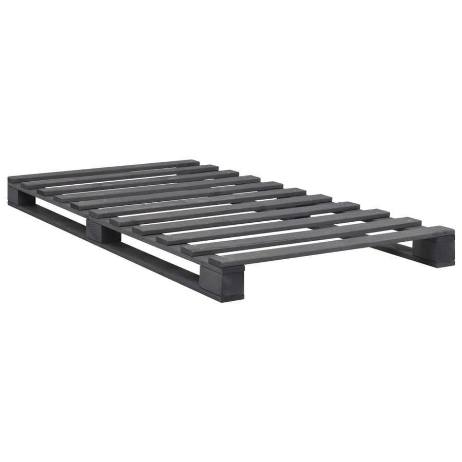 vidaXL Palettenbett aus Kiefer Massivholz in Grau, B/T/H: 100 x 200 cm - Bild 2