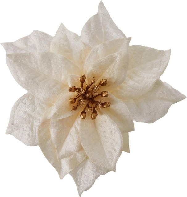 Modern Living Dekoblume Poinsetienblüte in Creme und Beige für die Weihnachtsdekoration - Bild 1