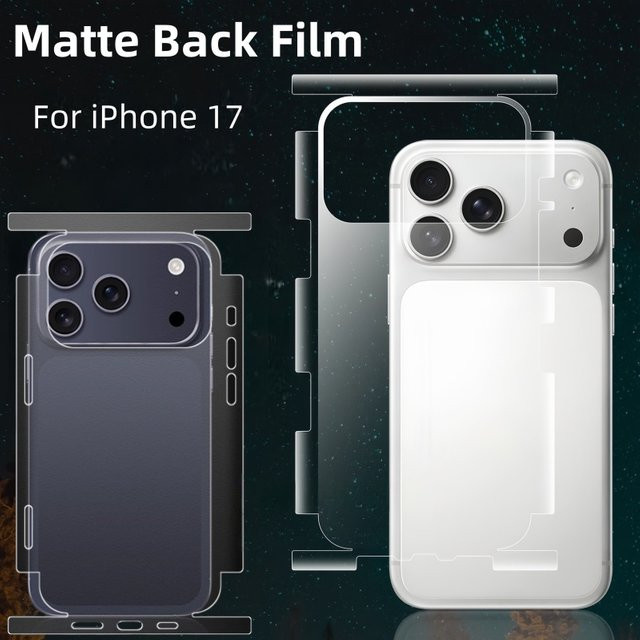 Matte Full Cover Rückseiten-Schutzfolie für Apple iPhone 17 Pro Max, iPhone 16 und iPhone 15 Pro, HD Clear Anti-Kratz-Folie, transparent - Bild 1
