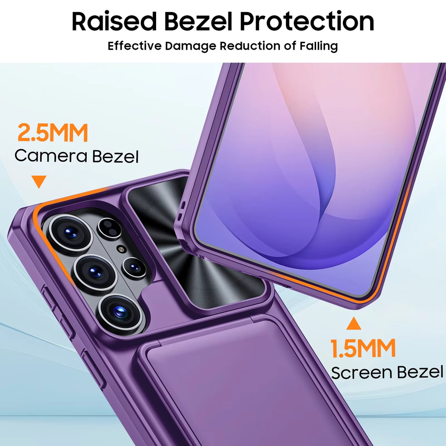 BANGZAO Stoßfeste Handyhülle für Samsung Galaxy S26 Ultra mit Kamerahalter, Vollständige Abdeckung aus TPU, Lila - Bild 5