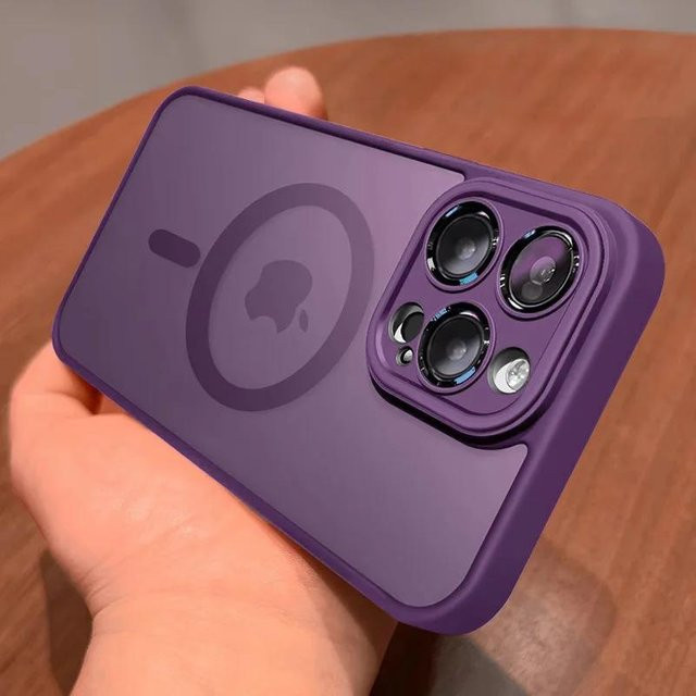 Stoßfeste Magnetische Luxus-Hülle für Apple iPhone 16 15 14 13 12 11 Pro Max mit MagSafe Wireless Charging Funktion in Grau und Matt-Translucent-Optik - Bild 1