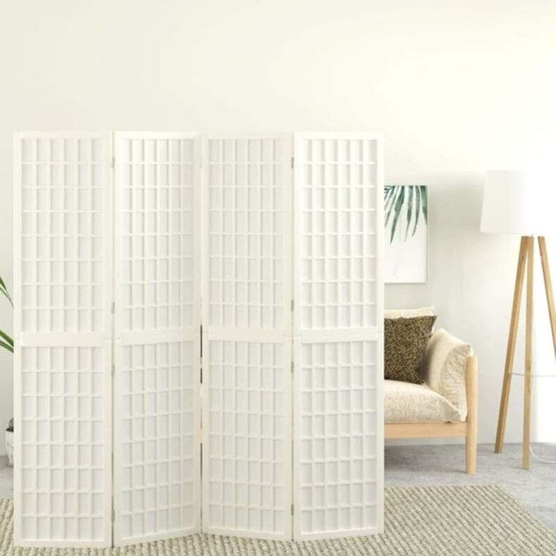 4-tlg. Paravent im japanischen Stil von vidaxl aus Kiefer und Papier in Weiß, B/H: 160 x 170 cm - Bild 1
