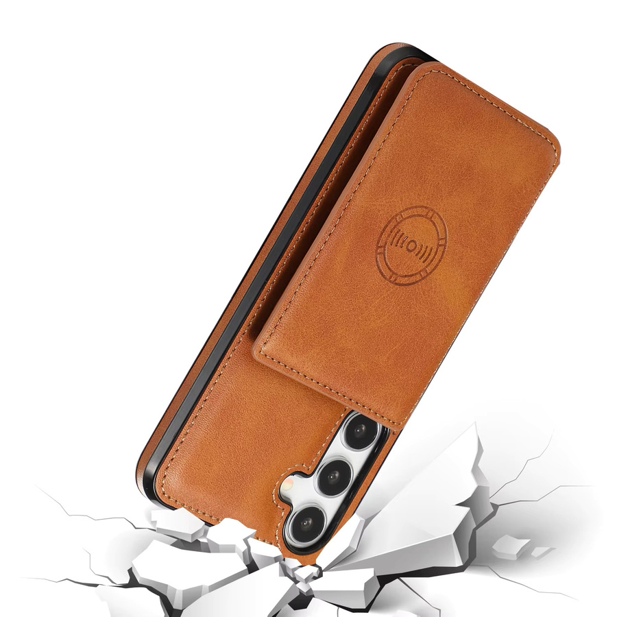 Magnetische Leder-Brieftasche für Samsung Galaxy S24 S25 Ultra S23 FE S22 Plus A16 A26 A36 A56 A15 A35 A17 in Rot und Braun - Bild 4